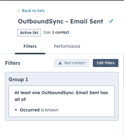 Outbound Sync - Email Sent List Filter